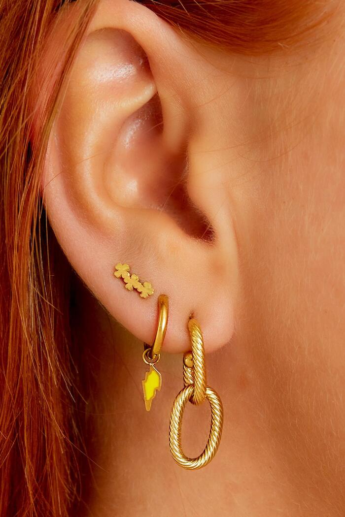 Boucles d'oreilles en acier inoxydable Trois trèfles Argenté Image2